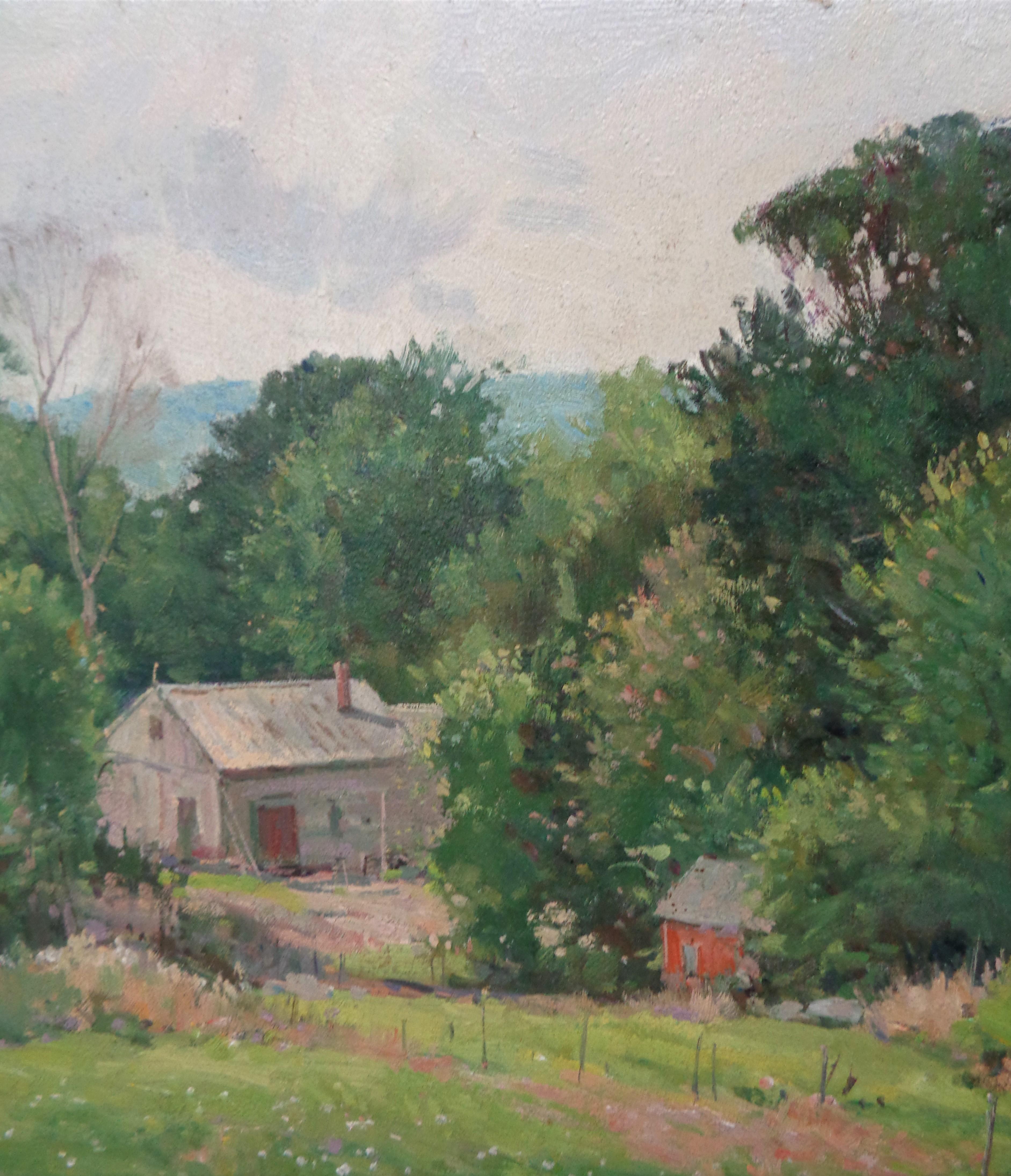L'artista impressionista americano Bernard Corey Paesaggio di inizio primavera 2