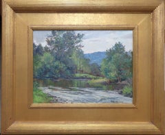 American Impressionist New England Rockport  Bernard Corey Oil Painting Brook