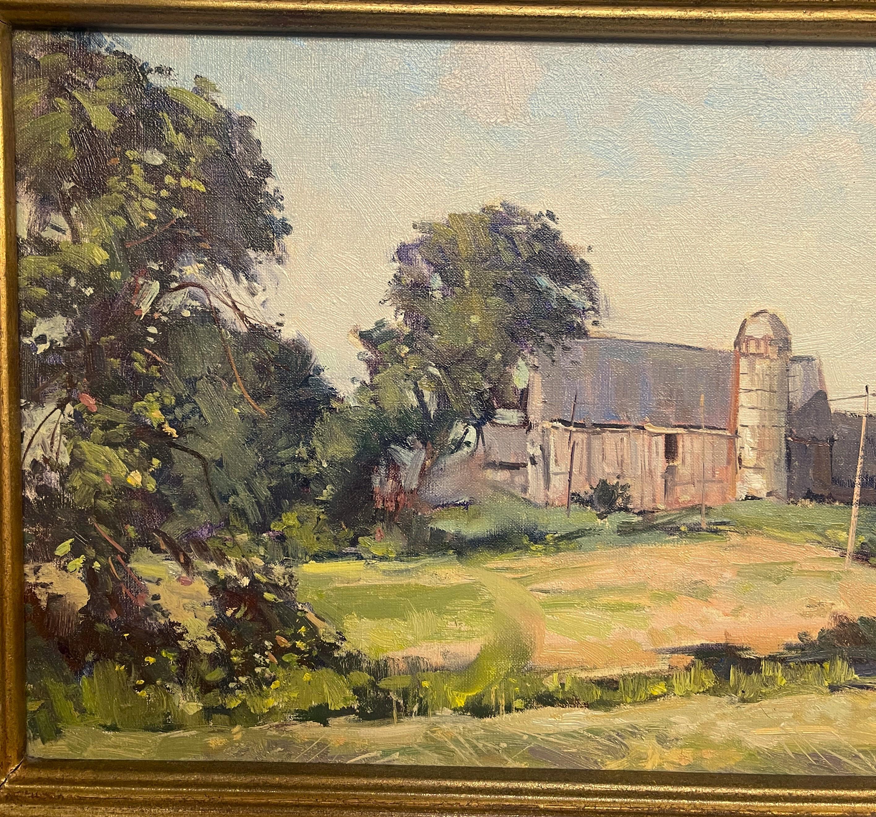 Impresionista americano Nueva Inglaterra Rockport  Bernard Corey Pintura al óleo Granja en venta 1