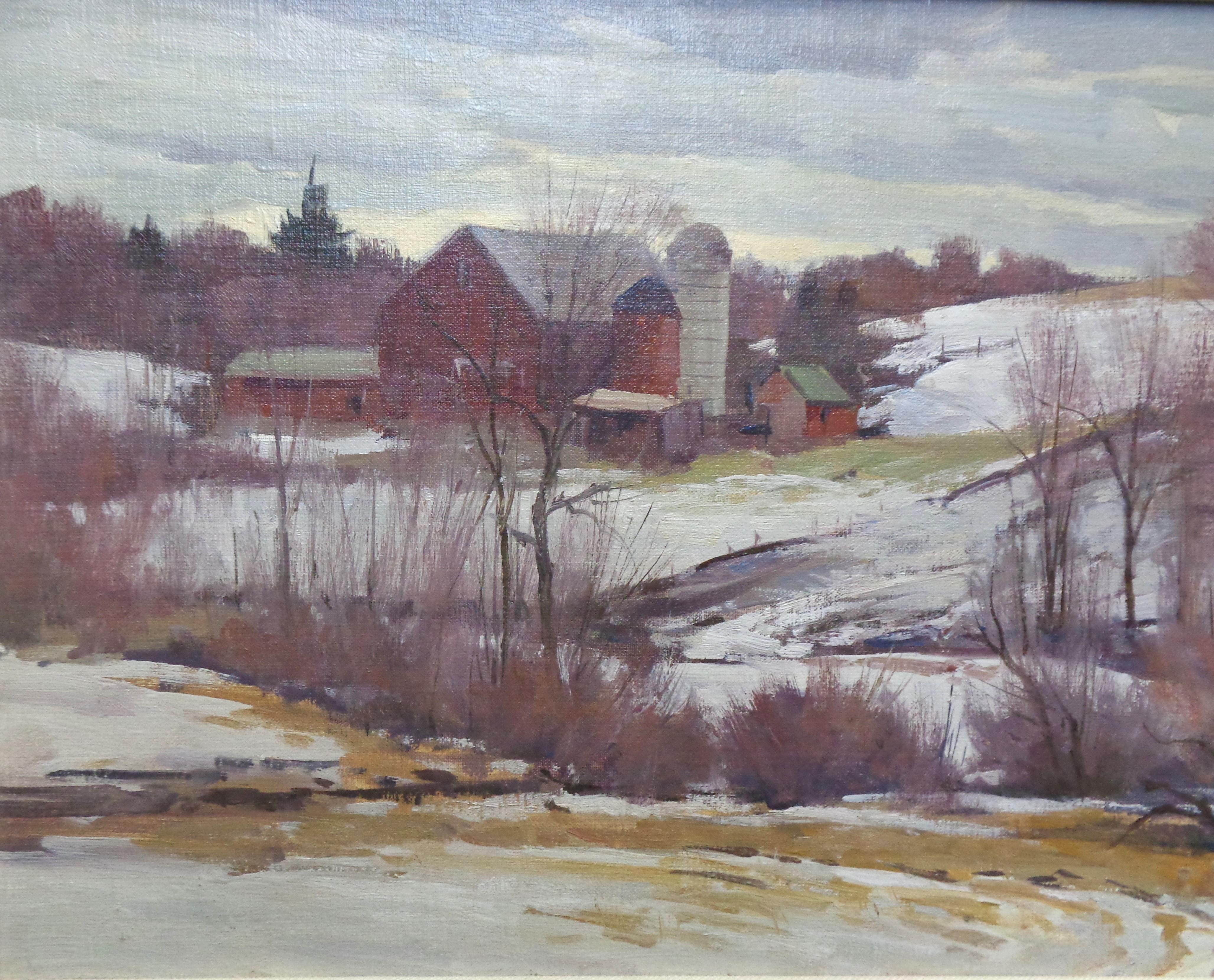 Amerikanisch-impressionistischer Rockport aus Neuengland  Bernard Corey, Ölgemälde, Bauernhof im Angebot 1