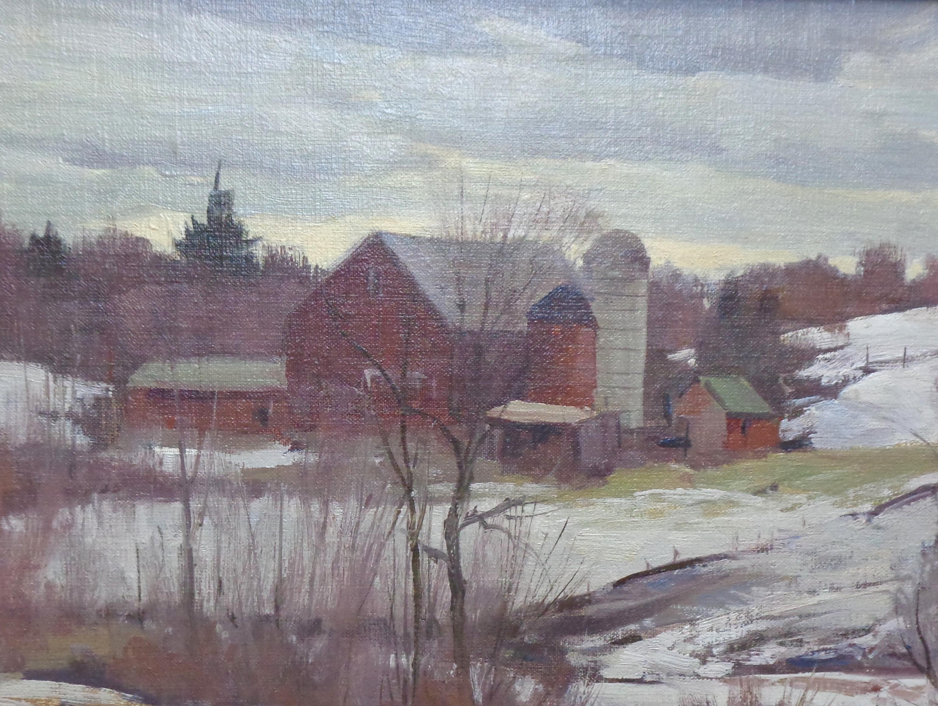 Amerikanisch-impressionistischer Rockport aus Neuengland  Bernard Corey, Ölgemälde, Bauernhof im Angebot 2