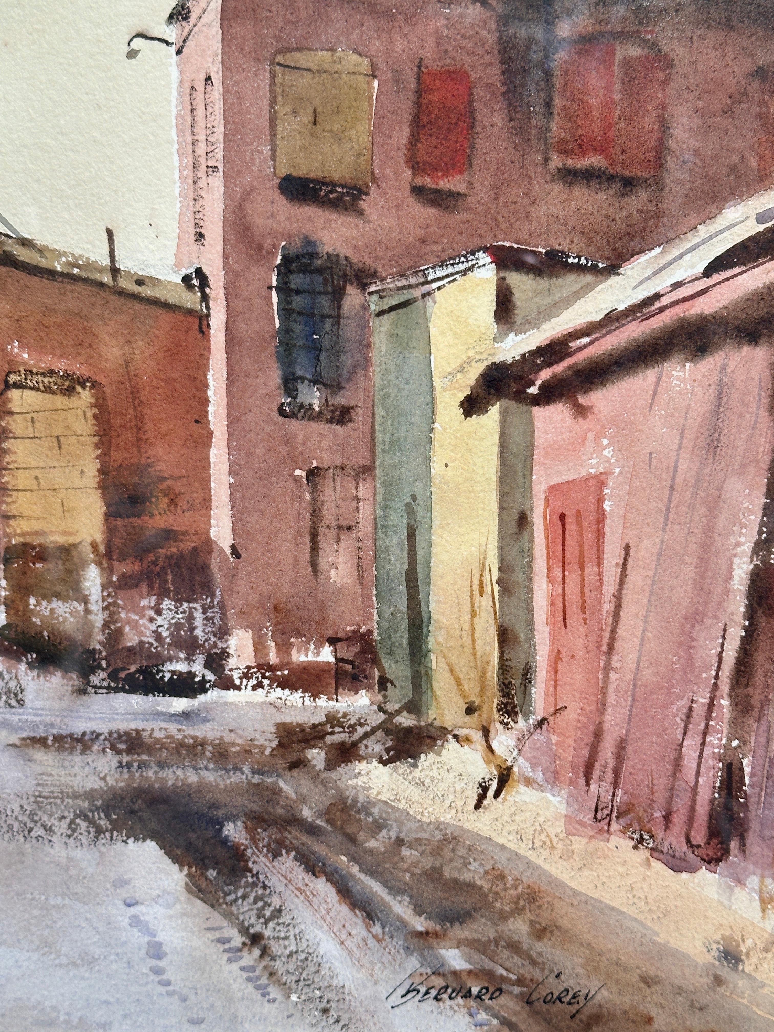 Bernard Corey Aquarell- urbane Stadtlandschaftsssszene im Angebot 2