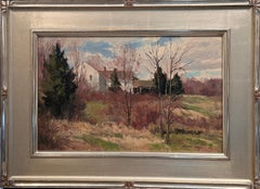 Bernard Corey Casa blanca en el bosque Pintura al óleo Paisaje americano