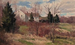 Bernard Corey Casa blanca en el bosque Pintura al óleo Paisaje americano
