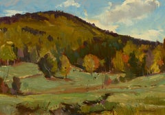 "Early Autumn Pastures, " Bernard Corey, oil, landscape, impressionism, plein air