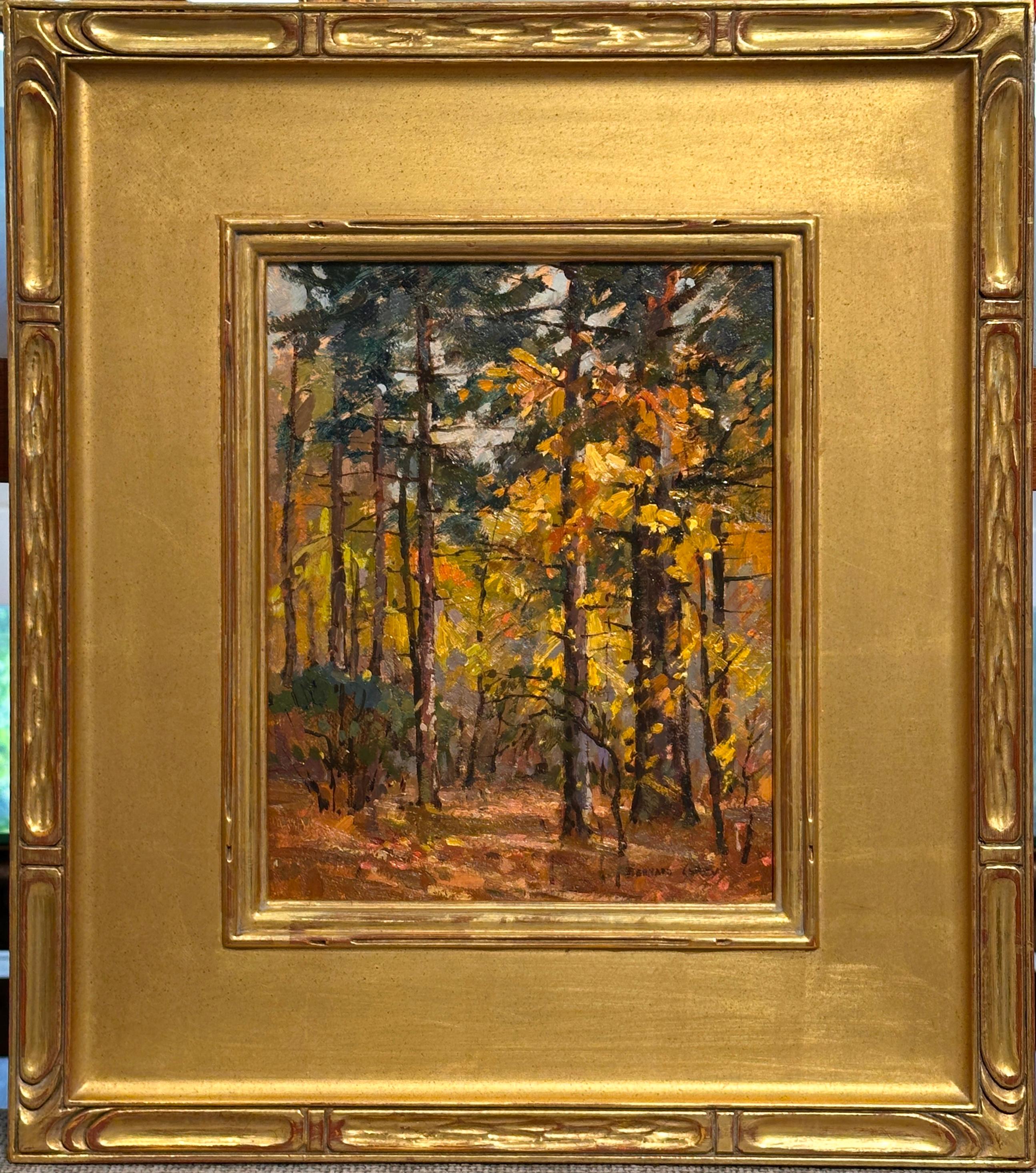 Paesaggio forestale autunnale del New England di Bernard Corey - Impressionista americano in vendita 1