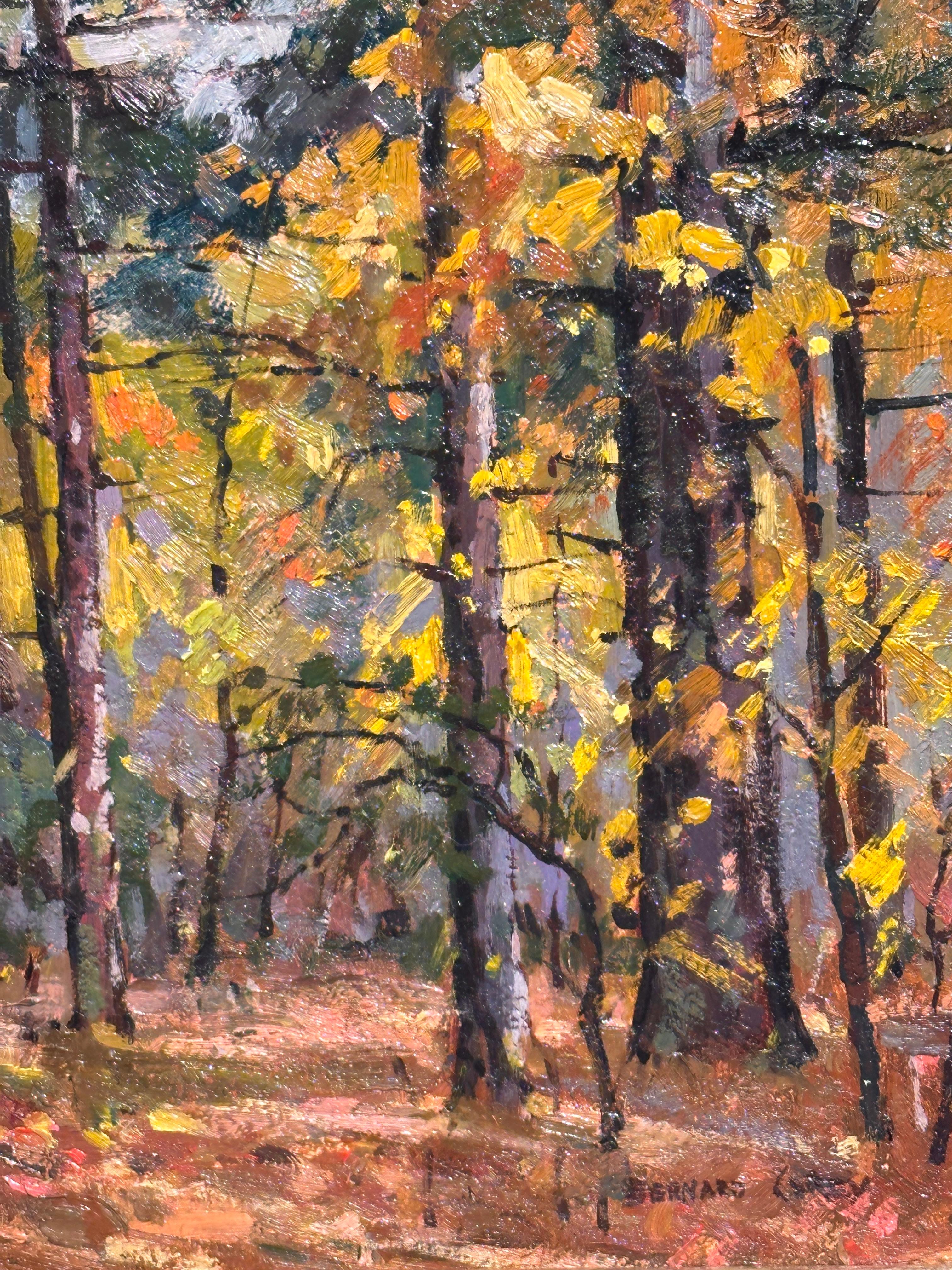 Paesaggio forestale autunnale del New England di Bernard Corey - Impressionista americano in vendita 2