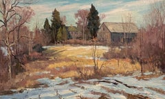 Pintor paisajista de Massachusetts Bernard Corey, bonita escena de granja con Granero