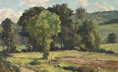 "Spring Pasture" plein air landscape of sublime green pasture by Cape Ann Master
