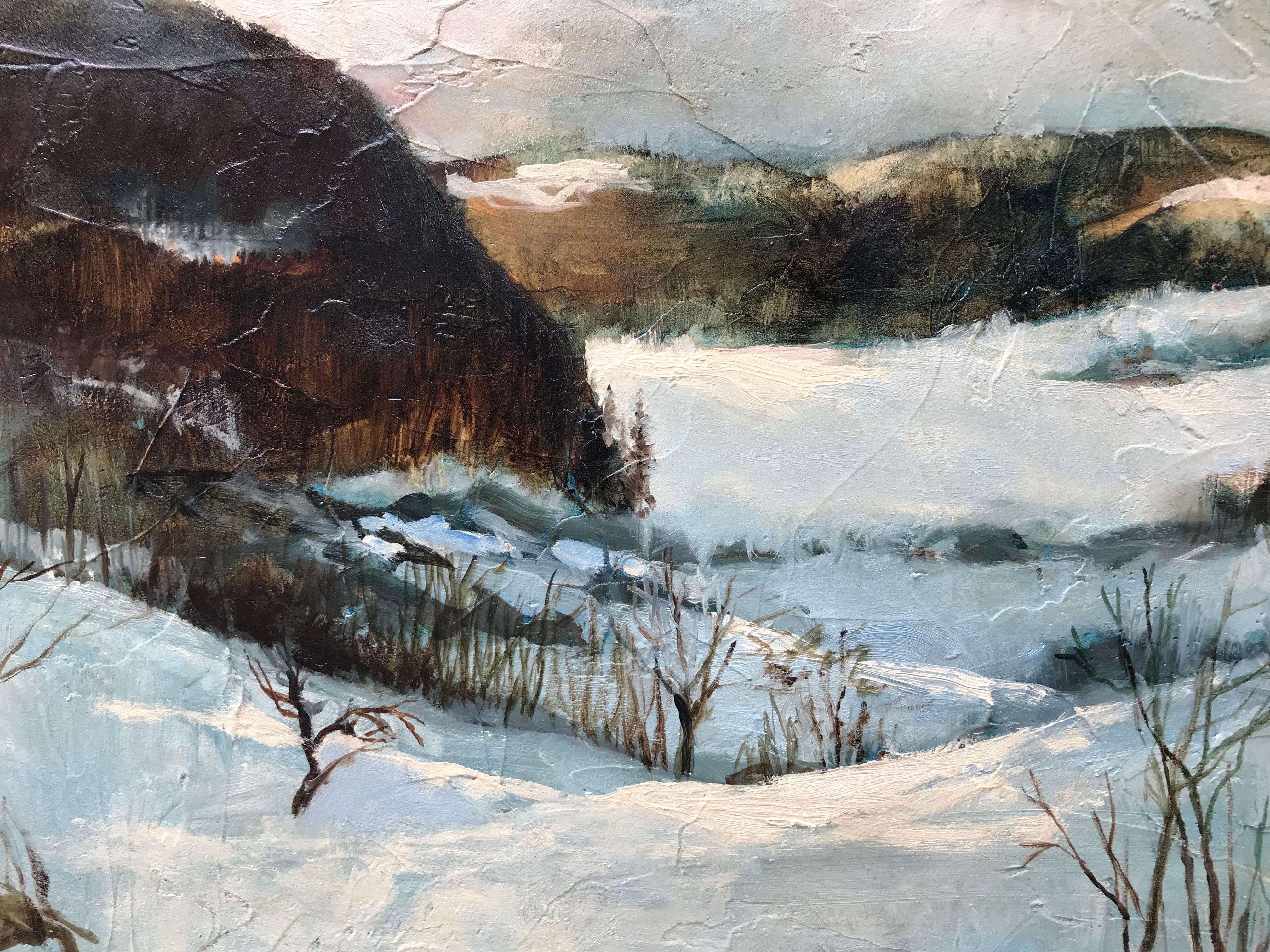“Winter Twilight” - Post-Impressionist Painting by Bernard Corey