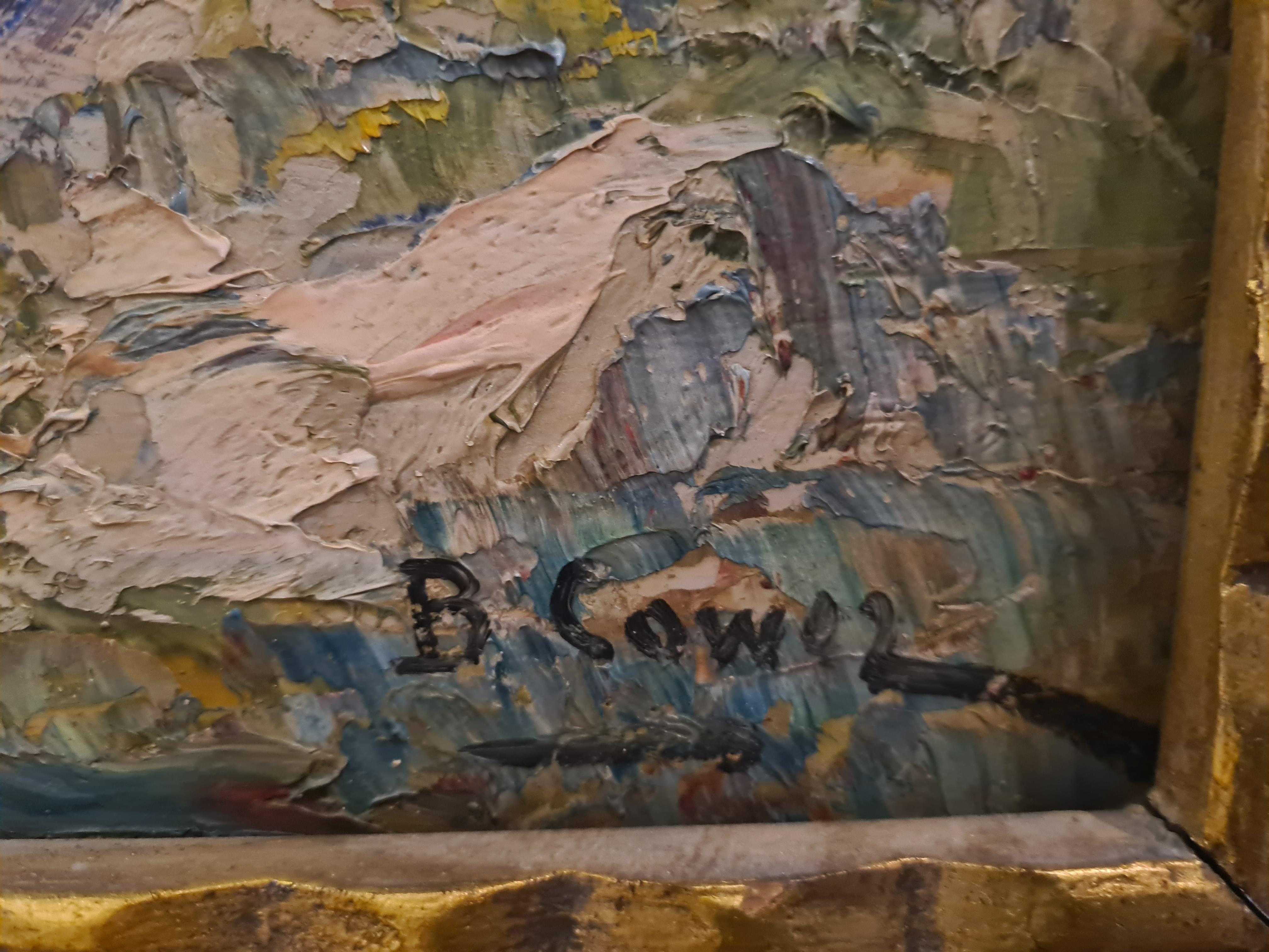 Morning in Cassis, sud de la France, grande peinture à l'huile post-impressionniste - Post-impressionnisme Painting par Bernard Cowez