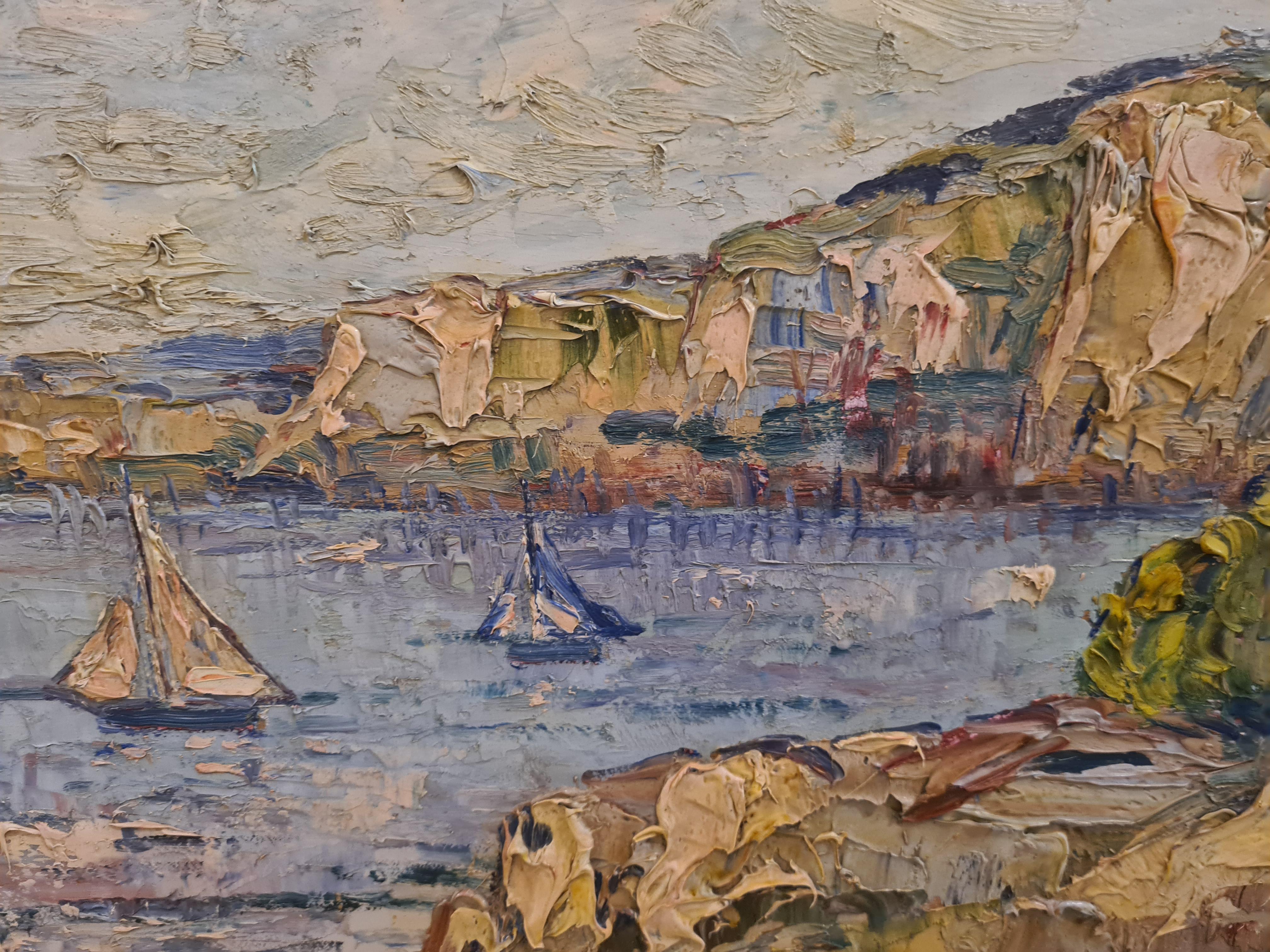 Morning in Cassis, sud de la France, grande peinture à l'huile post-impressionniste 1