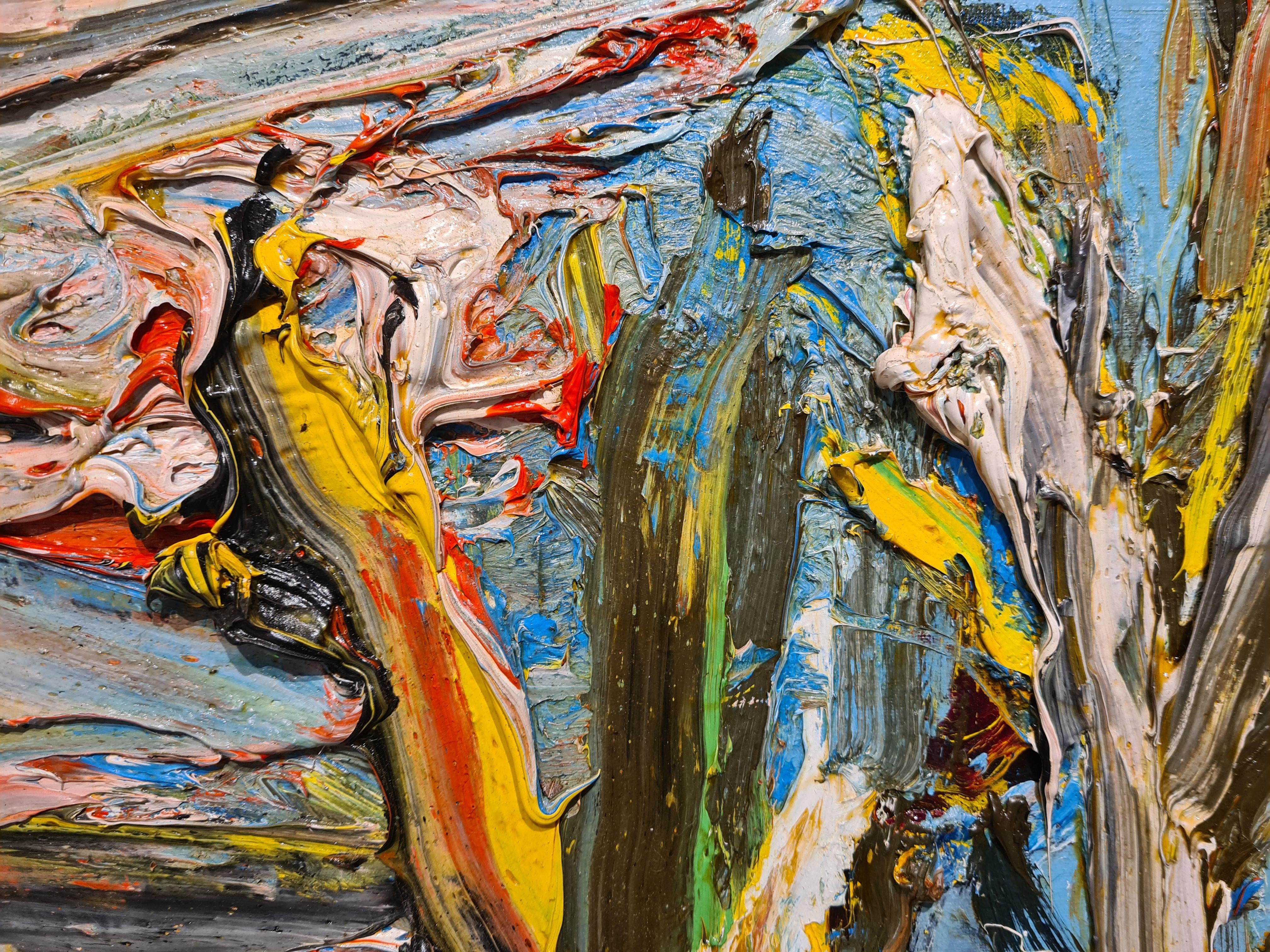 Peisaggio Nizza, Landschaft Nizza, Impasto, Öl auf Leinwand (Braun), Abstract Painting, von Bernard Damiano