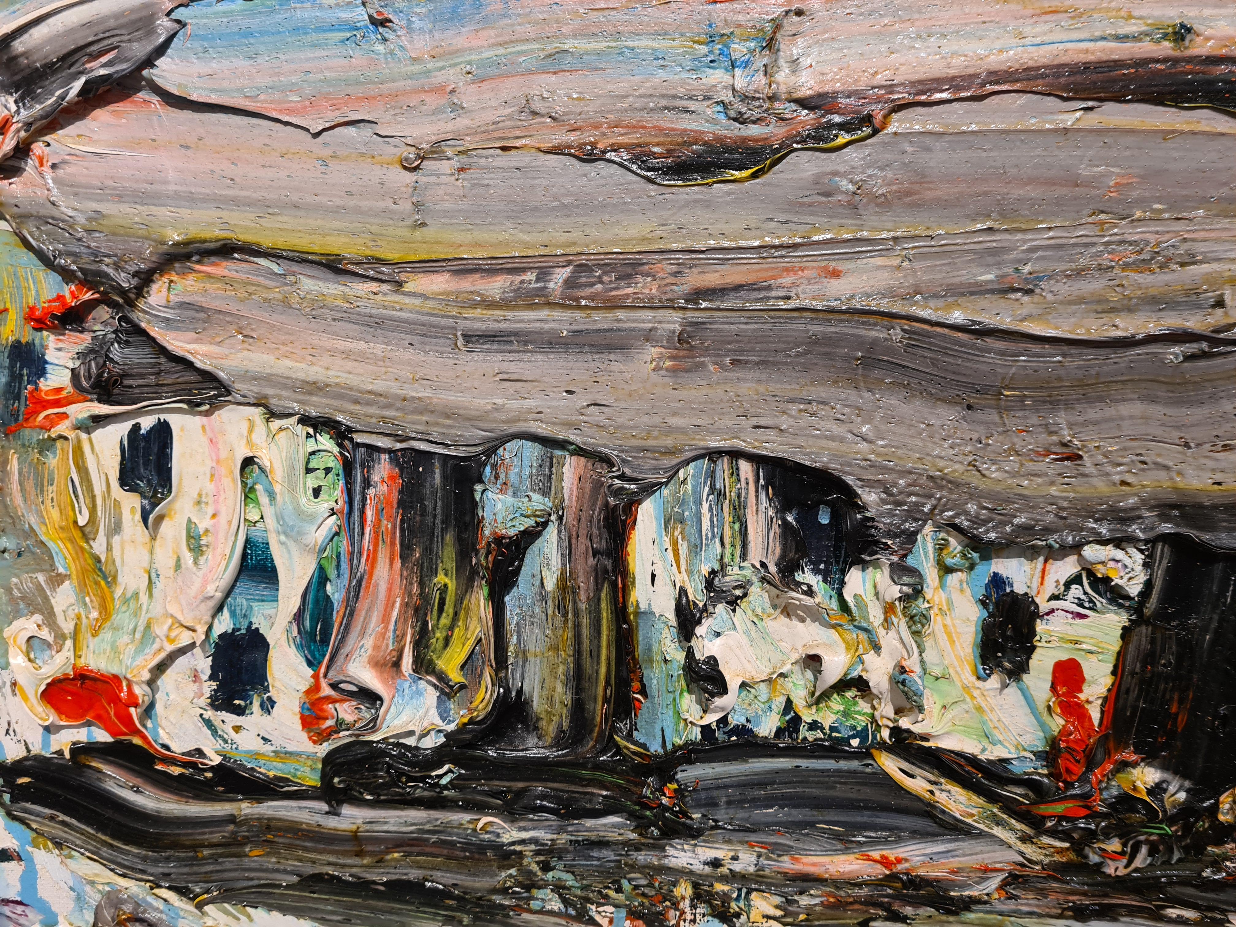 Peisaggio Nizza, Landschaft Nizza, Impasto, Öl auf Leinwand (Braun), Abstract Painting, von Bernard Damiano