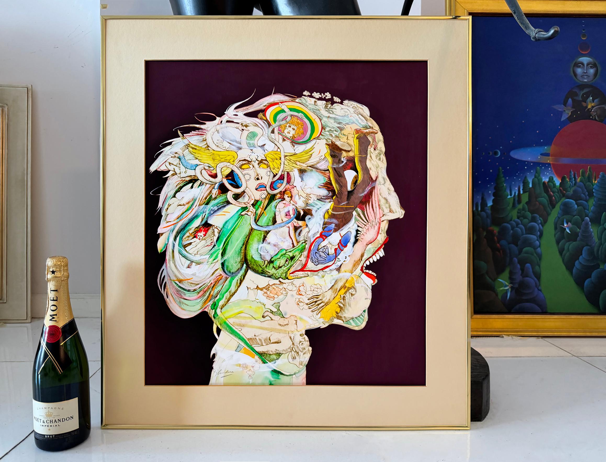 Sci-Fi Mind Bending Alien Kopf mit gruseligen Bulging Eyeball - Giuseppe Arcimboldo – Painting von Bernard D'Andrea