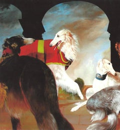 Grande giclée audacieuse et élégante de Borzois en rendez-vous dans un cadre classique