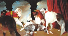 Grande giclée audacieuse et élégante de Borzois en rendez-vous dans un cadre classique
