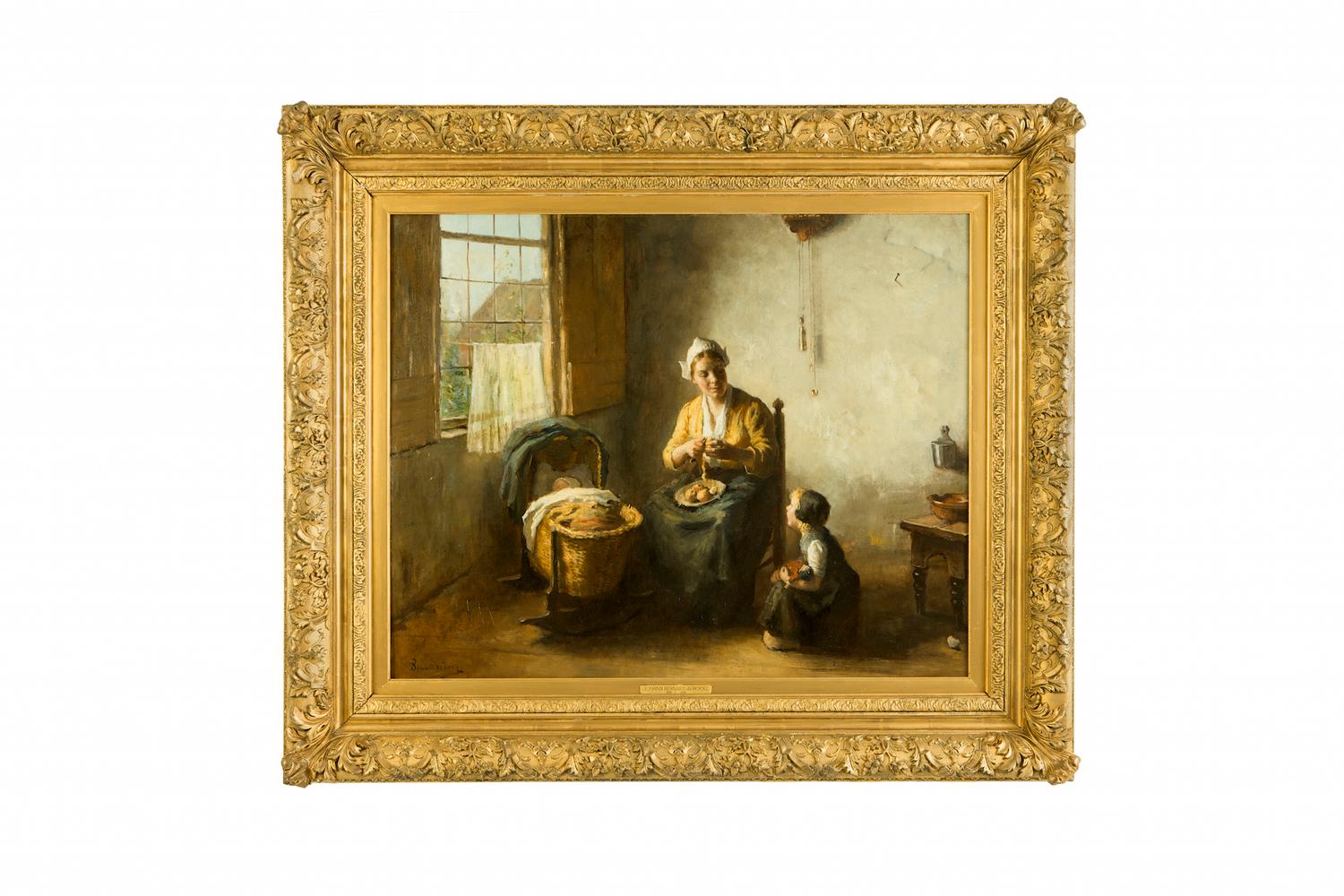 Bernard de Hoog (1866-1943)

Domesticity

Oil on canvas, original frame, 77.5 x 98cm / 114 x 134cm 

Bernard de Hoog, a Dutch artist, began his career following a commission to undertake a portrait of his merchant employer's wife. De Hoog had