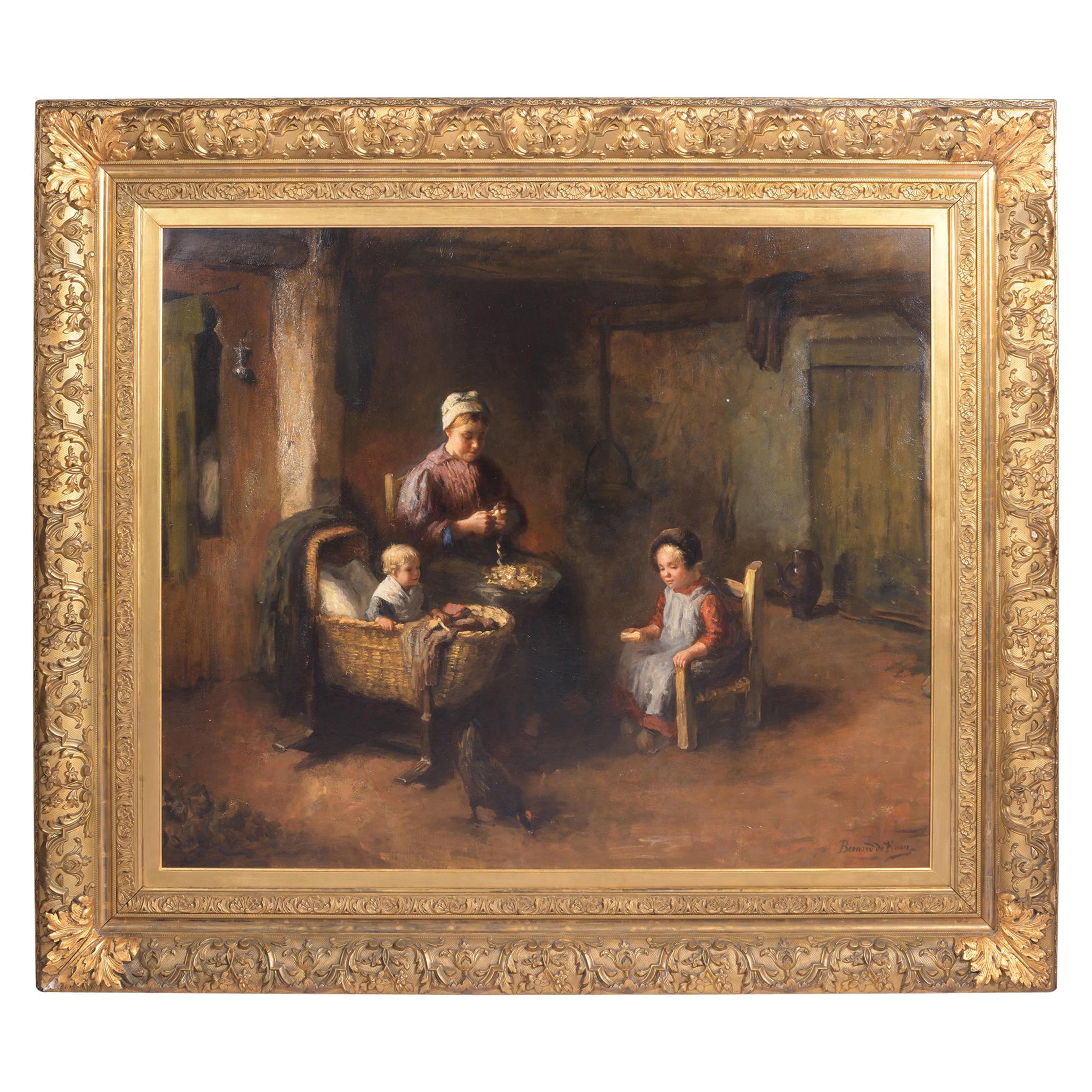 Bernard De Hoog, 'Dutch, 1866-1943' Genre Scene, 19th Century Art Interior Scene For Sale
