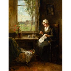A Quiet Hour, Early 20th-Century Dutch Oil Painting