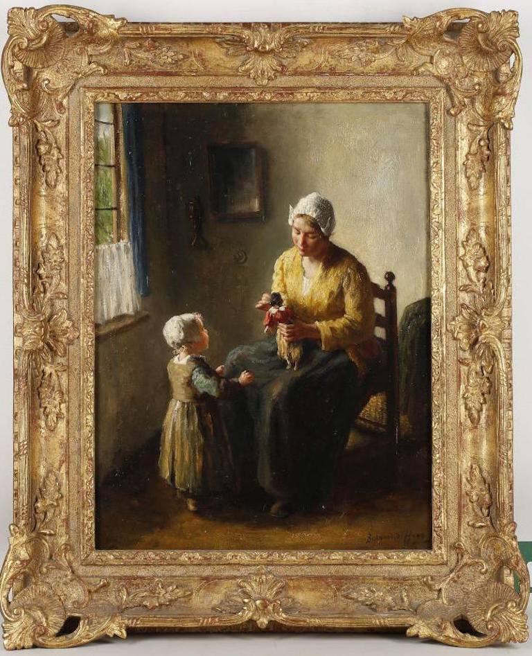 Mother and Child, A genre scene 19th / 20th Century - Painting by Bernard De Hoog