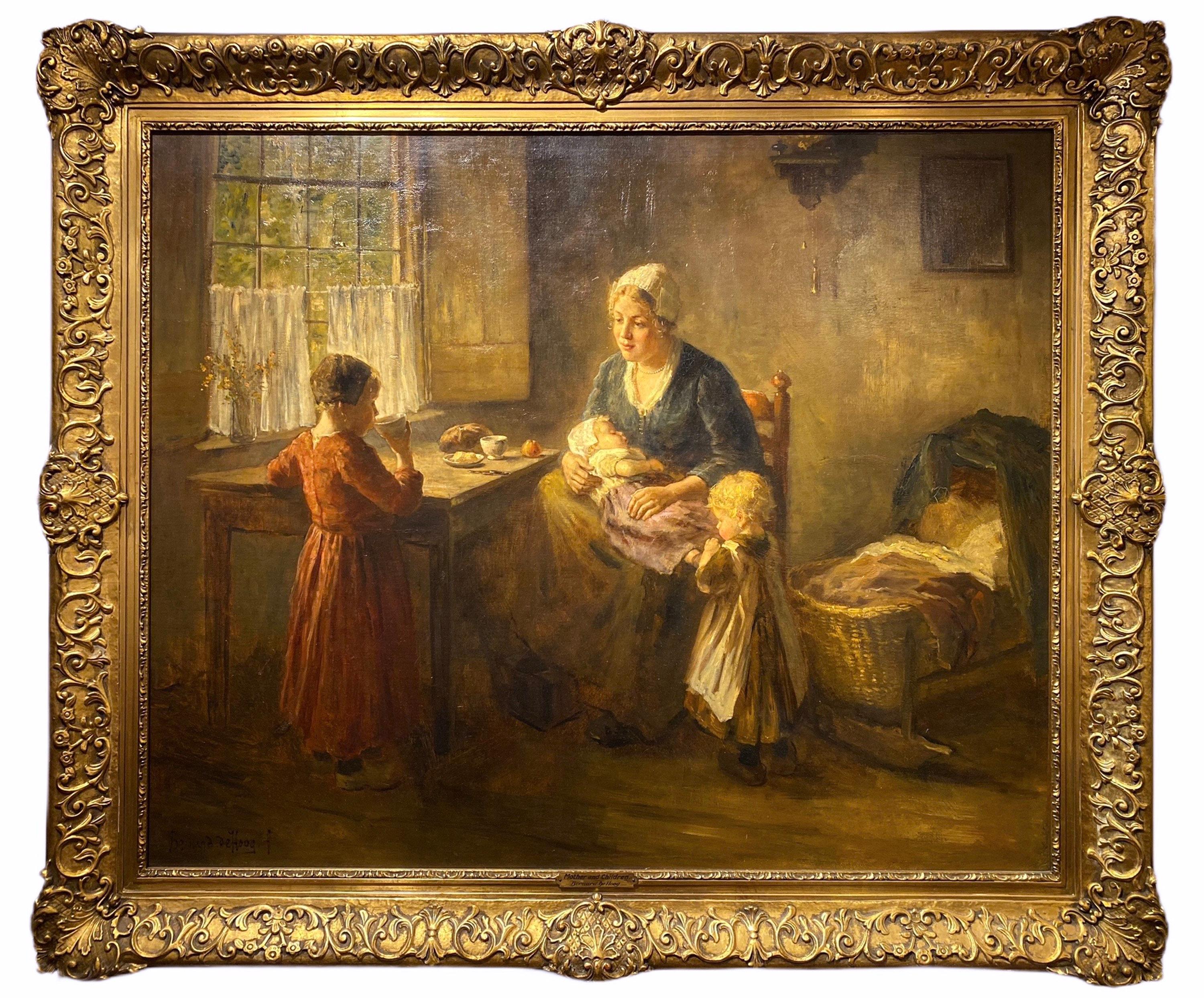 Mother and Children - Painting by Bernard De Hoog