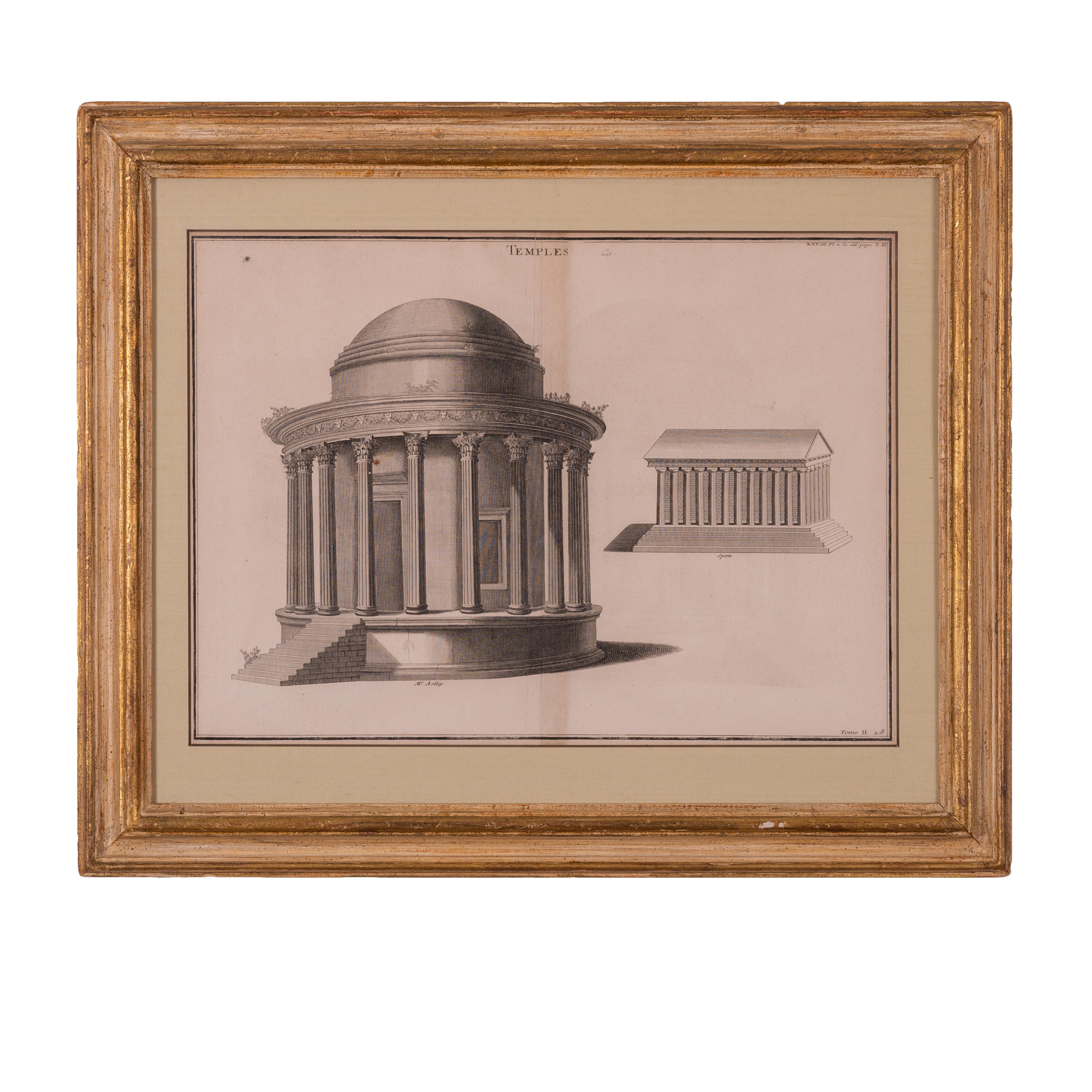 Grand Tour Bernard de Montfaucon, gravures de temples romains, Nîmes, France en vente