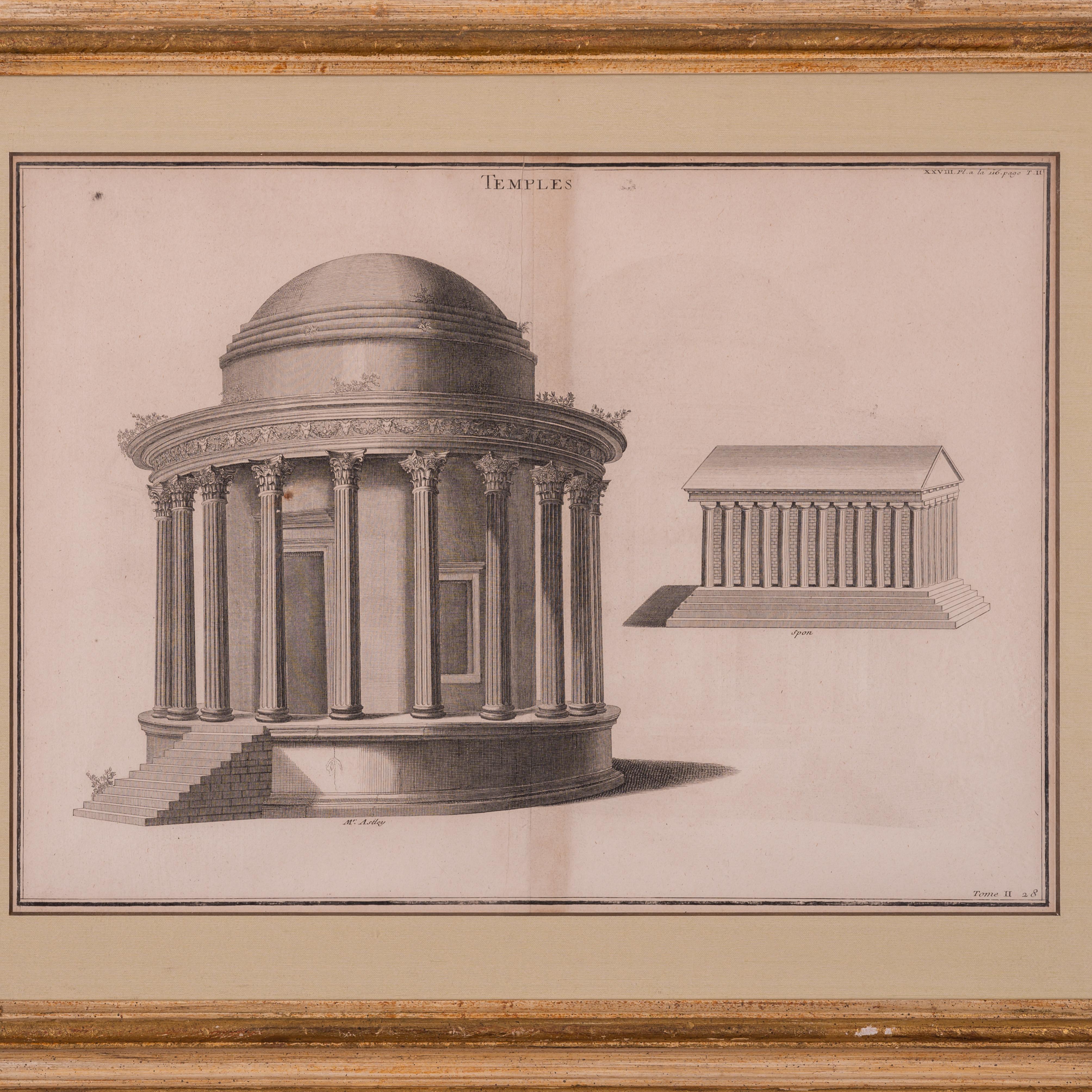 Français Bernard de Montfaucon, gravures de temples romains, Nîmes, France en vente