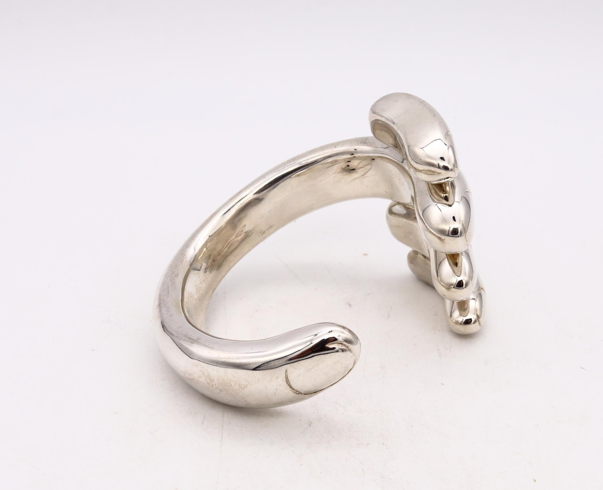 Bernard Delettrez 2012 Roma Massive Handgeformtes Manschettenarmband aus Sterlingsilber in Sterlingsilber für Damen oder Herren