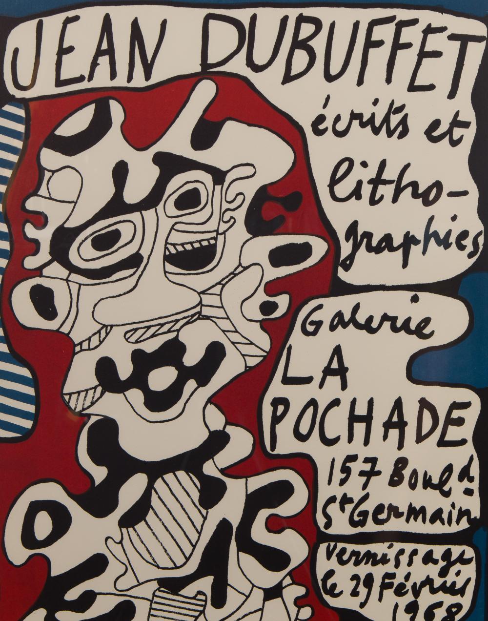 Stunning Jean Dubuffet (French, 1901-1985) 'Galerie La Pochade' Lithograph for Exhibition Poster  j1968, pencil initialed and dated 'J. D. 68' lower right and 'Affiche' lower left over blindstamp of Michel Casse Lithographie poster for an exhibition