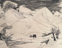 Bernard Duc - Bernard Duc, Surrealistische Landschaft, Kupferstich Bernard Duc, Surrealistische Landschaft, Kupferstich