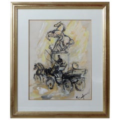 Bernard Dufour, Drawing Carriage Paris Champs Élysées, 1960s