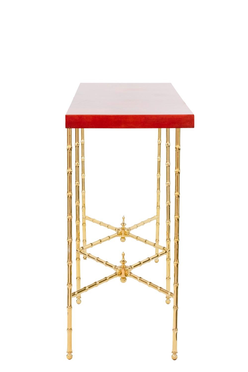 European Bernard Dunand, Console in Lacquer and Gilt Bronze, 1950s