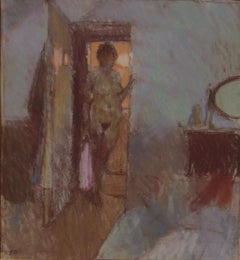 Bernard Dunston Pastel on Paper, Circa 1950's-1960's - Figure in Interior