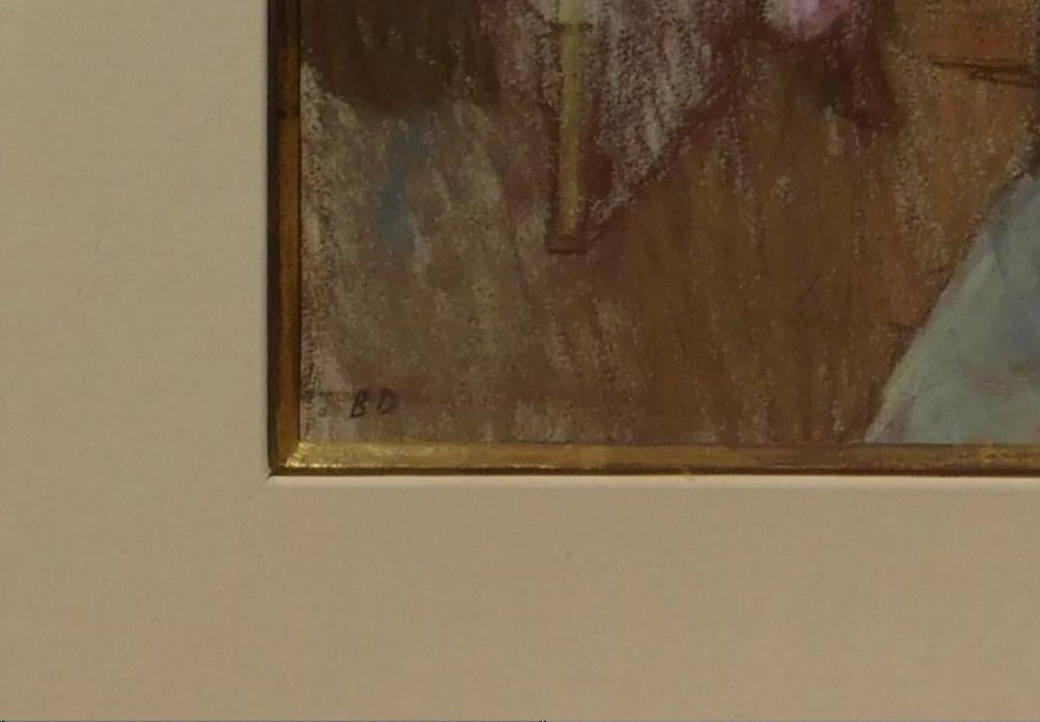 Bernard Dunston Pastel sobre papel, Circa 1950's-1960's - Figura en interior en venta 3