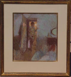 Bernard Dunston Pastel on Paper, Circa 1950's-1960's - Figure in Interior