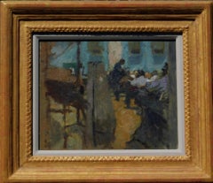 Bernard Dunstan, RA Oil on Board, Circa 1950's - 1960's - The Rehearsal