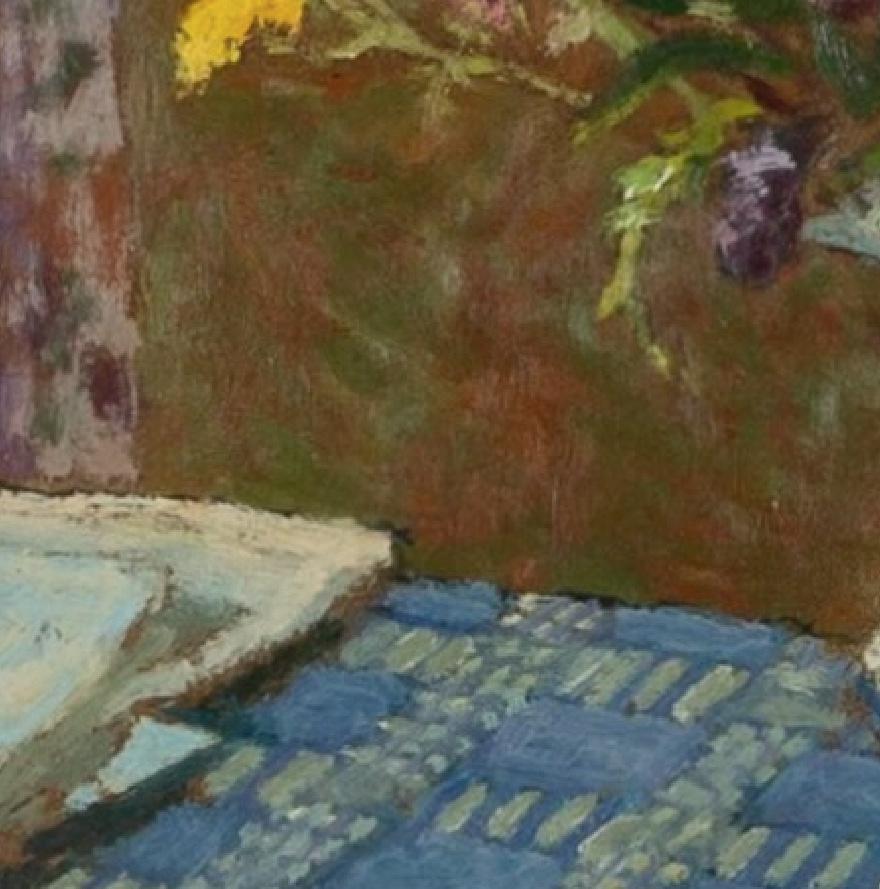 Still Life of Summer Flowers in a Jug with a Bowl - 20th Century Oil Painting For Sale 4