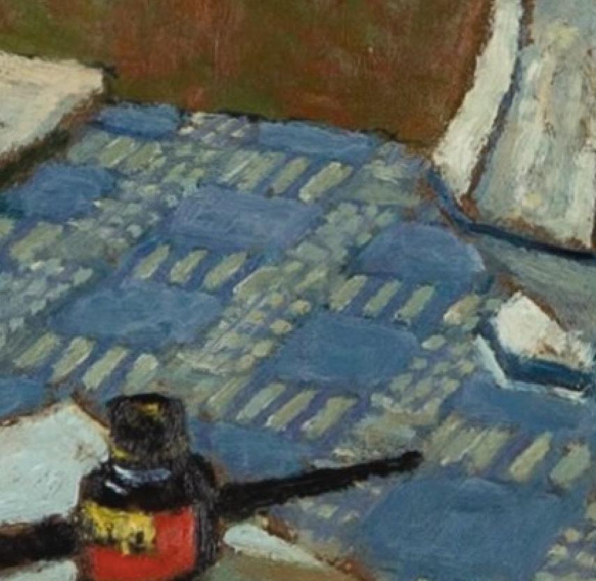 Still Life of Summer Flowers in a Jug with a Bowl - 20th Century Oil Painting For Sale 5