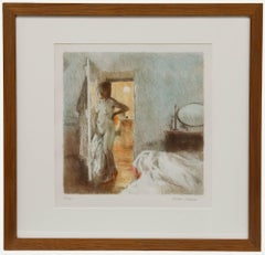 Bernard Dunstan - Lithographie du XXe siècle, « Nu dans la chambre à coucher »