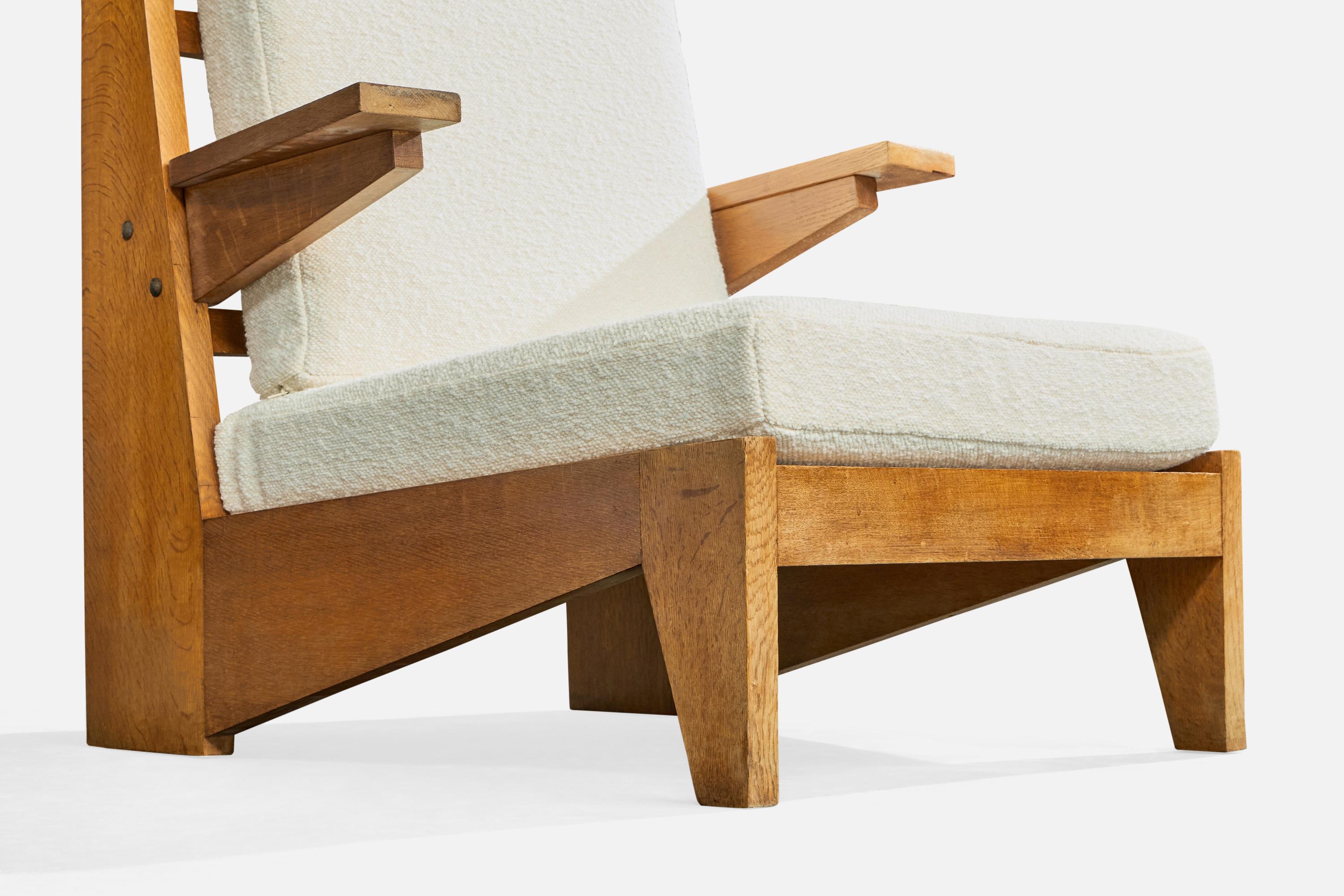 Bernard Durussel, Loungesessel, Eiche, Stoff, 1948 im Angebot 4