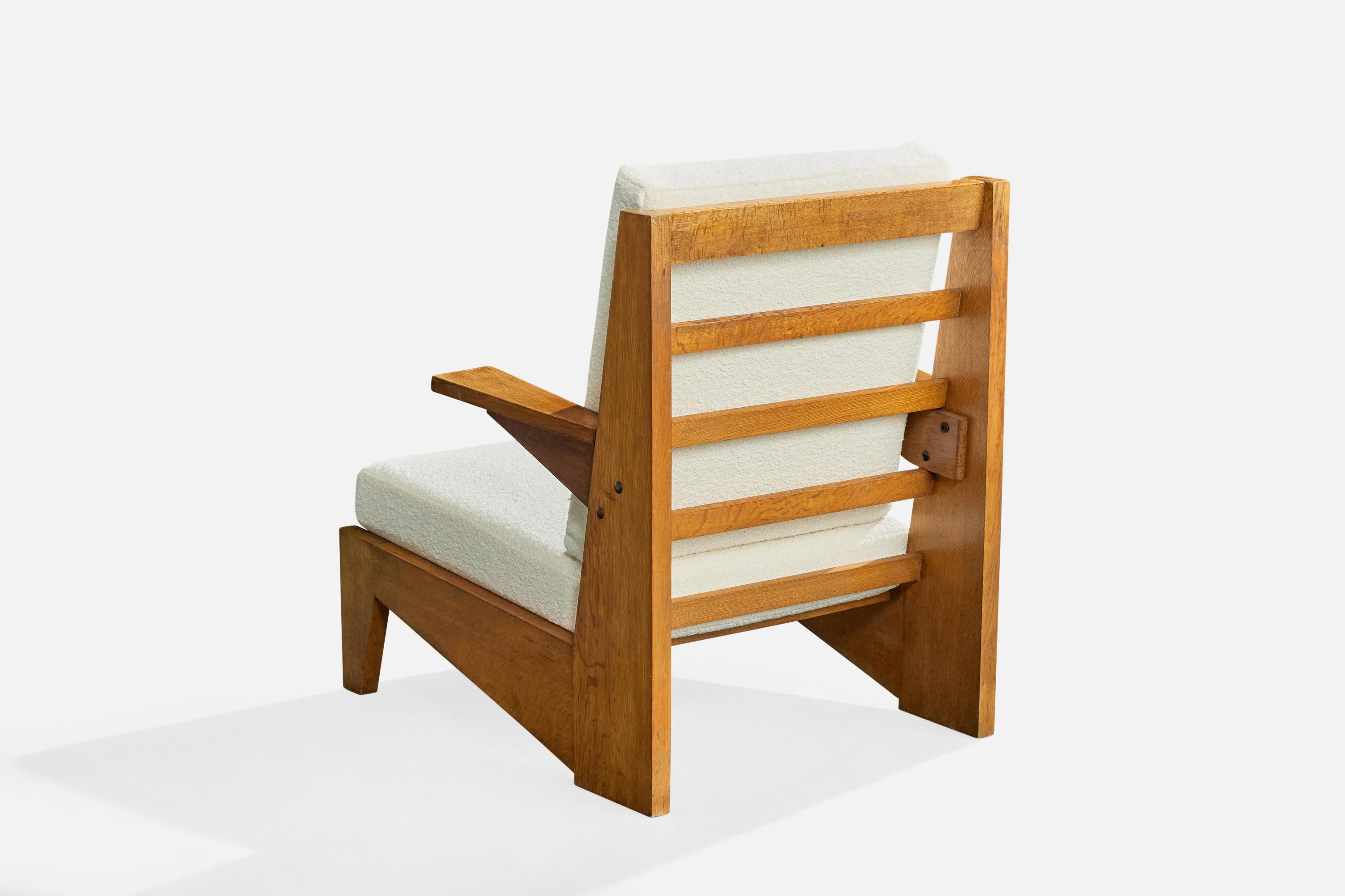 Bernard Durussel, Loungesessel, Eiche, Stoff, 1948 im Zustand „Relativ gut“ im Angebot in High Point, NC