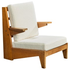 Bernard Durussel, chaise longue, Oak Oak, tissu, 1948