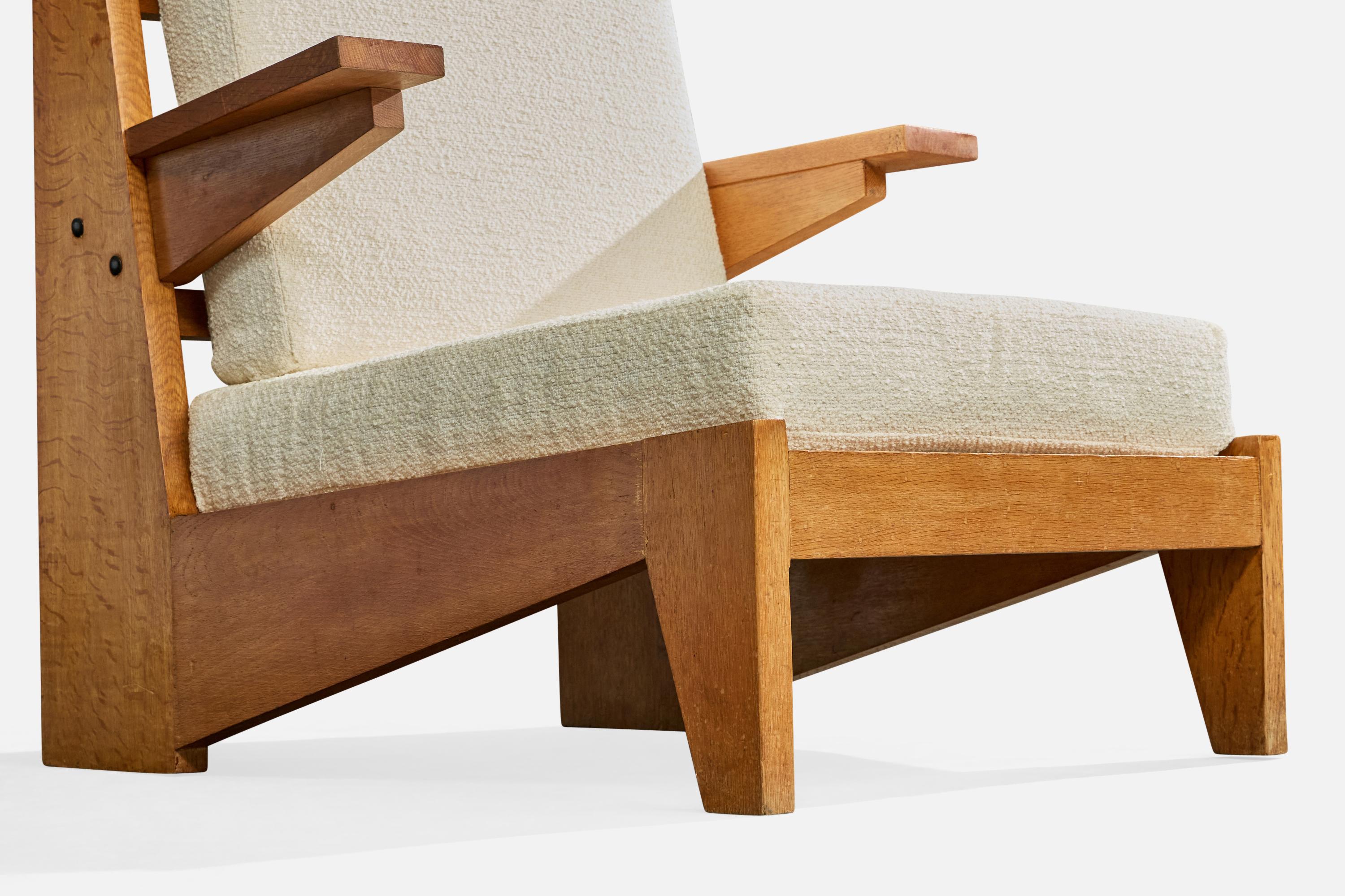 Bernard Durussel, Chaises longues, Oak Oak, tissu, 1948 en vente 4
