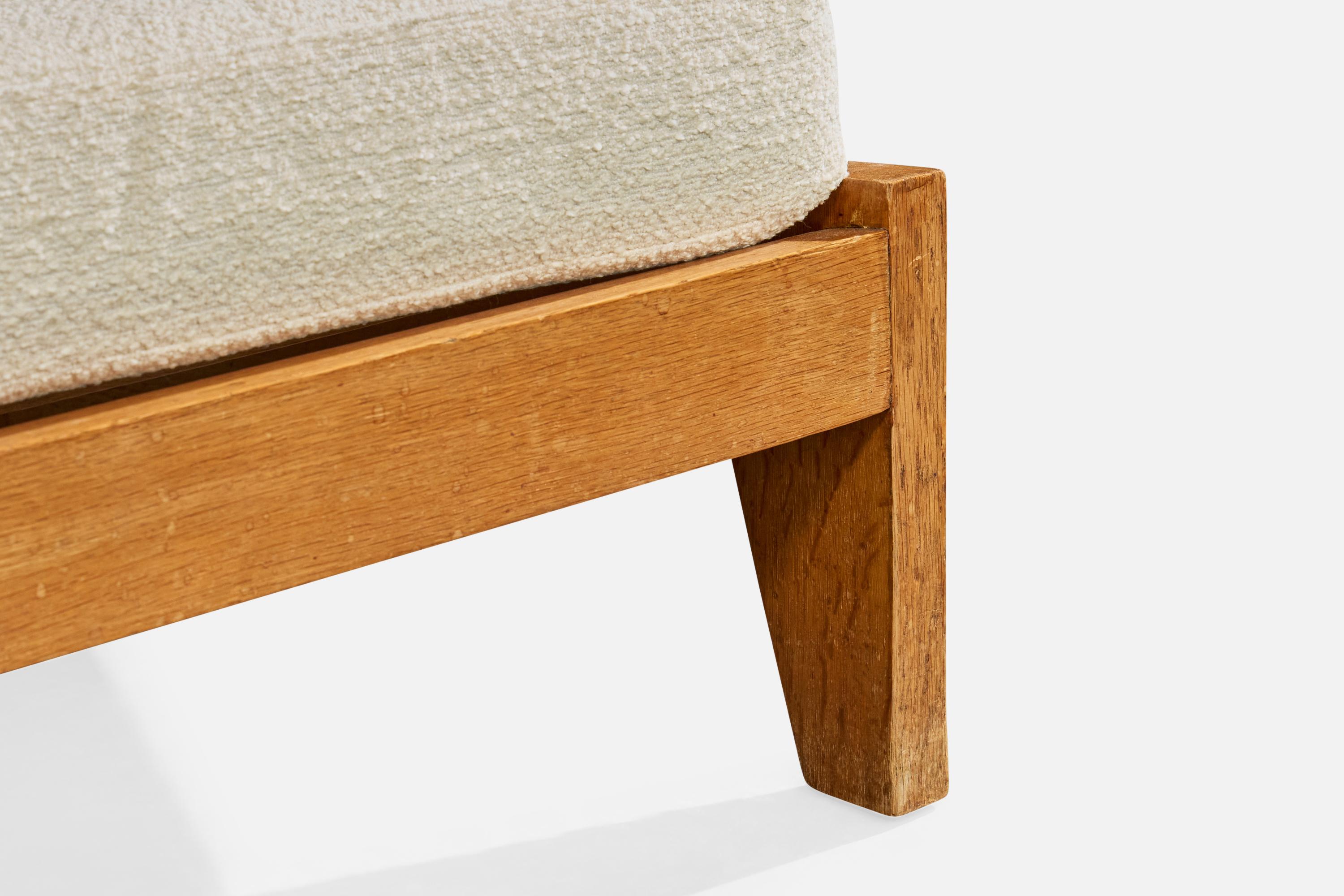 Bernard Durussel, Chaises longues, Oak Oak, tissu, 1948 en vente 5