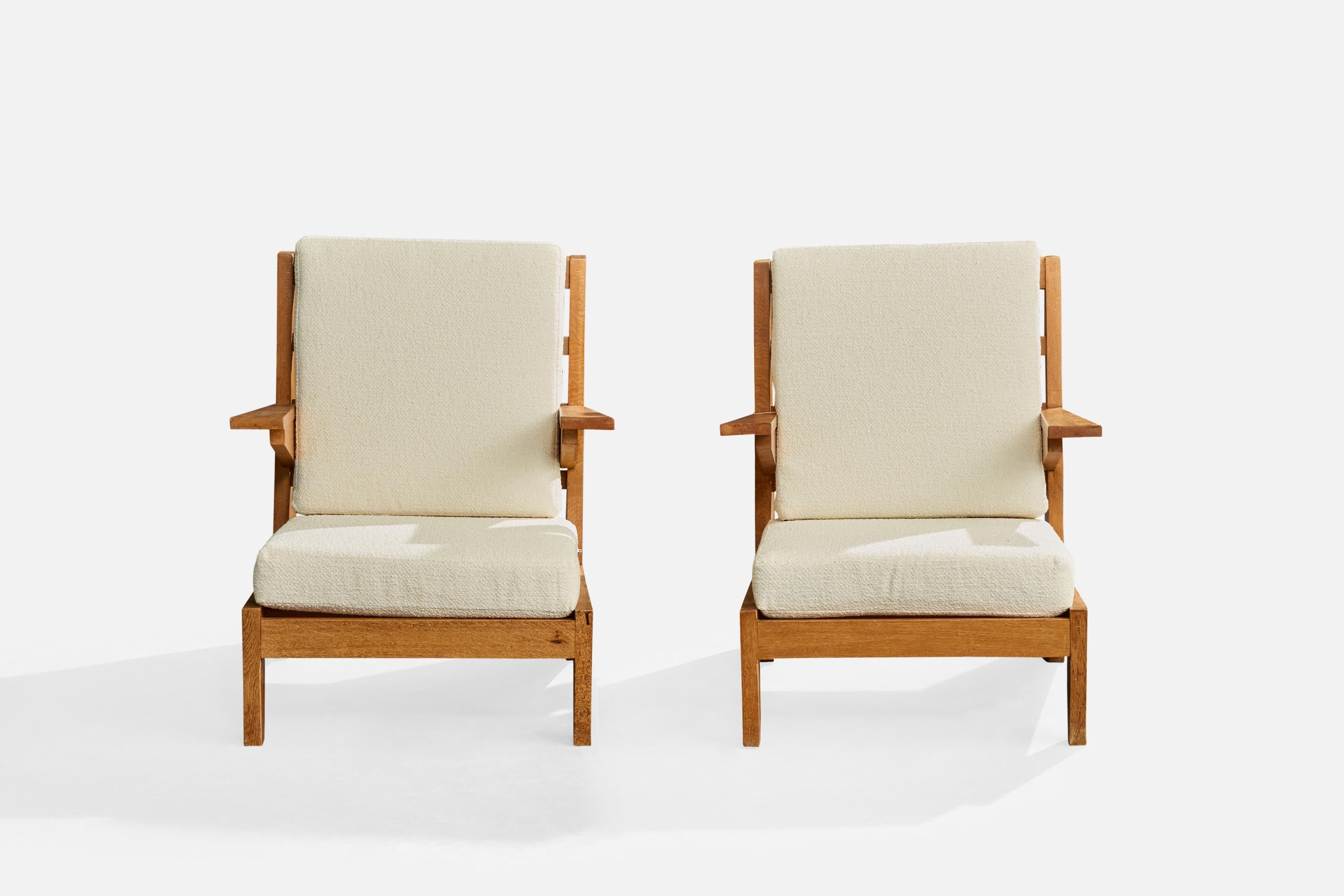 Français Bernard Durussel, Chaises longues, Oak Oak, tissu, 1948 en vente