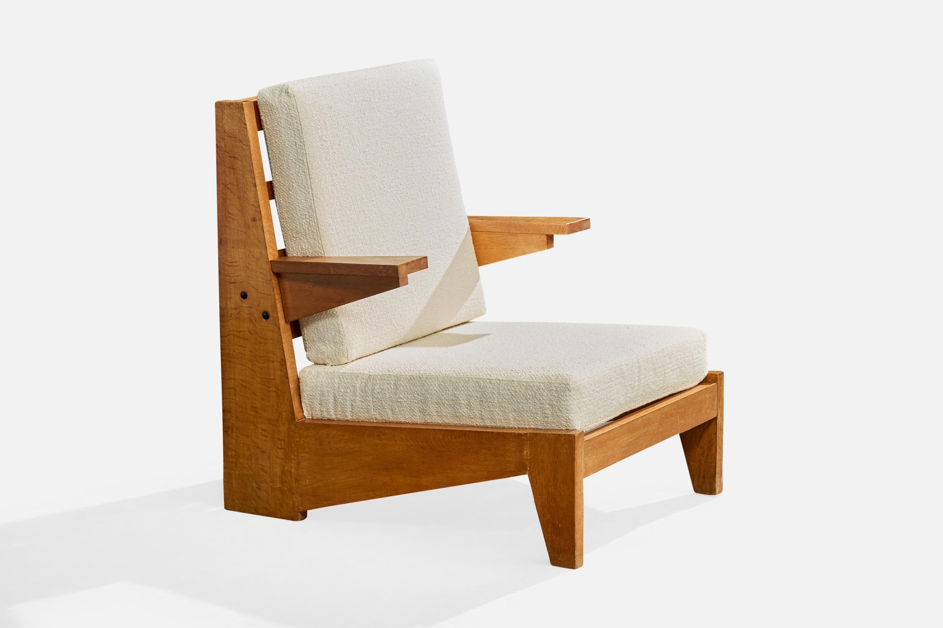 Bernard Durussel, Chaises longues, Oak Oak, tissu, 1948 État moyen - En vente à High Point, NC