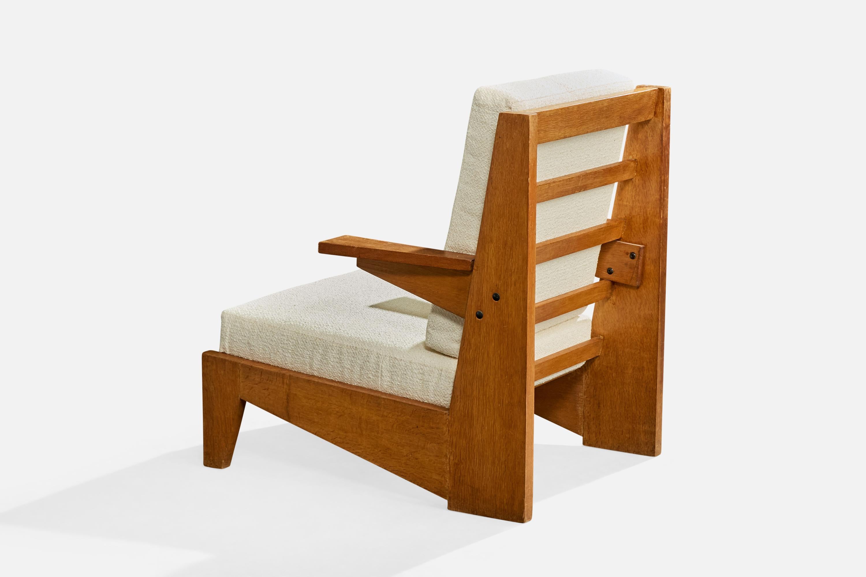 Milieu du XXe siècle Bernard Durussel, Chaises longues, Oak Oak, tissu, 1948 en vente