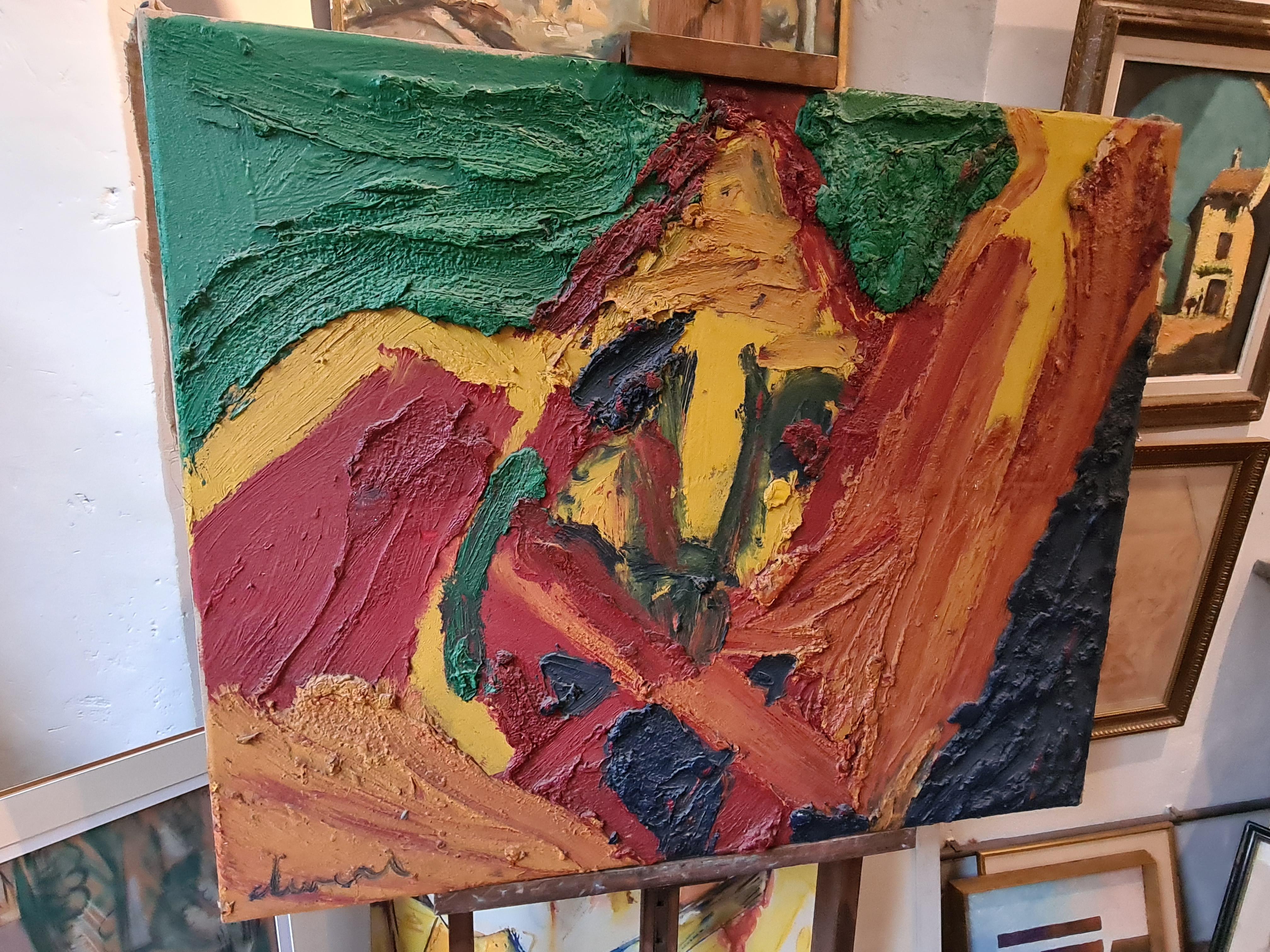  Grande huile abstraite expressionniste sur toile, Le Pèlerin en vente 6