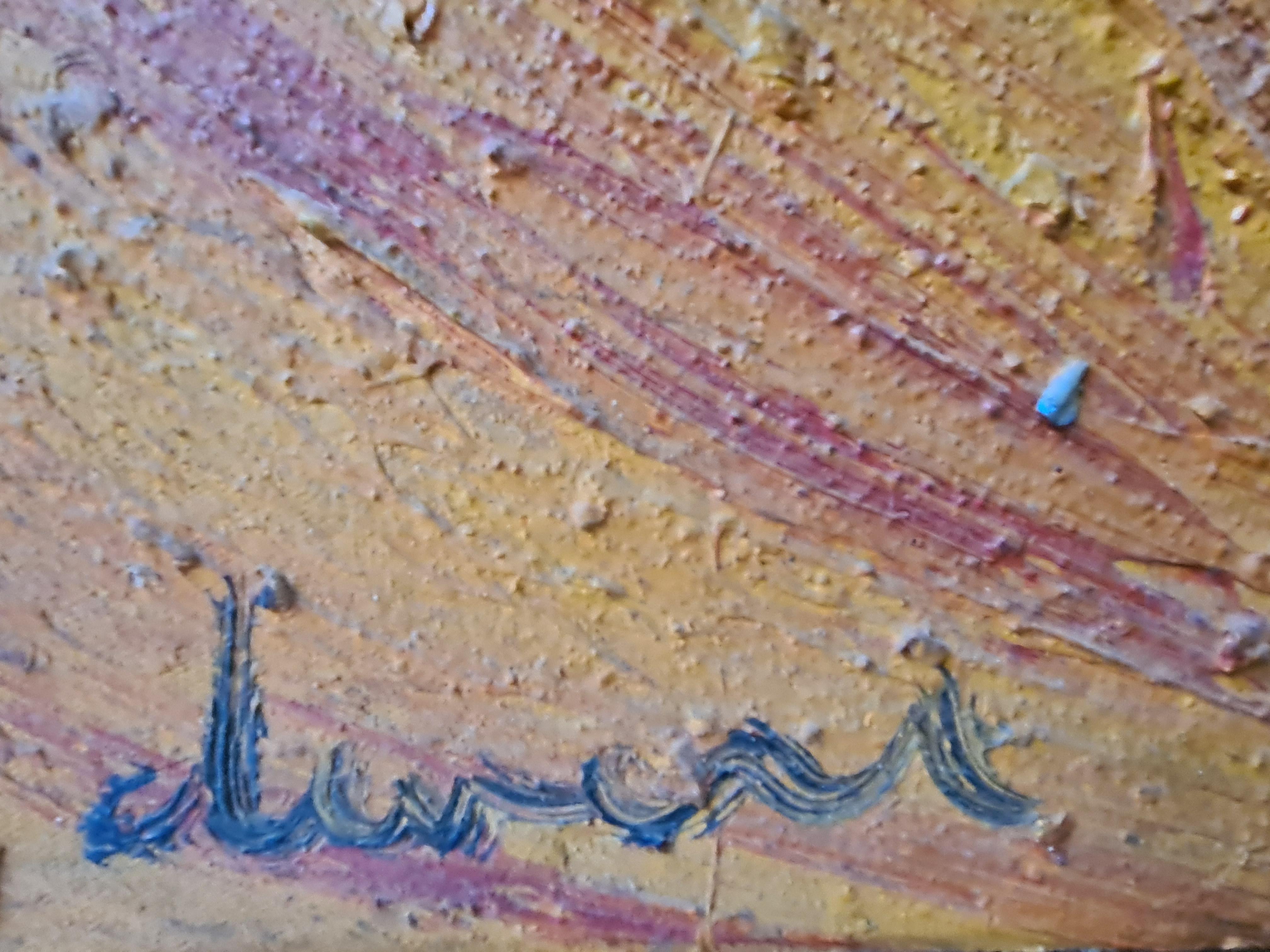 Olio su tela astratto espressionista di grandi dimensioni, Le Pèlerin. - Painting di Bernard Duvert